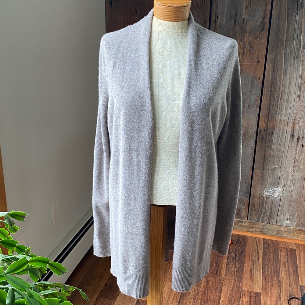 Max Studio Cashmere 100% open front long sleeve Cardigan in Taupe cozy fall Sz M